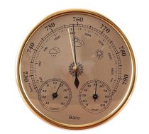 THB9392 Wall Hanging Household Weather Station Barometer Thermometer Hygrometer, 128mm (Gold)
