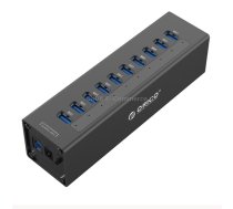 ORICO A3H10 Aluminum High Speed 10 Ports USB 3.0 HUB with Power Adapter for Laptops(Black)