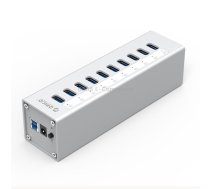 ORICO A3H10 Aluminum High Speed 10 Ports USB 3.0 HUB with Power Adapter for Laptops(Silver)