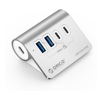 ORICO M3CU2 Aluminum Alloy 4-Port Type-C And USB 3.2 Gen2 10Gbps HUB(Silver)