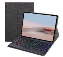 For Microsoft Surface Go 4 / 3 / 2 / 1 SFGOS Tri-color Backlit Tree Texture Bluetooth Keyboard Leather Case(Black + Black)