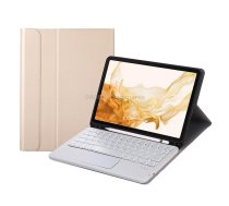 A700B-A Bluetooth Keyboard Leather Case with Pen Slot & Touchpad For Samsung Galaxy Tab S8 11 inch SM-X700 / SM-X706(Gold)