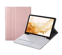 A700B-A Bluetooth Keyboard Leather Case with Pen Slot & Touchpad For Samsung Galaxy Tab S8 11 inch SM-X700 / SM-X706(Rose Gold)