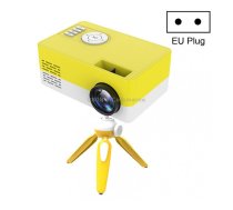 J15 1920 x 1080P HD Household Mini LED Projector with Tripod Mount Support AV / HDMI x 1 / USB x1 / TF x 1, Plug Type:EU Plug(Yellow White)