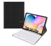 Round Cap Bluetooth Keyboard Leather Case with Pen Slot, without Touchpad For Samsung Galaxy Tab S7(Black+White Keyboard)