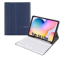 Round Cap Bluetooth Keyboard Leather Case with Pen Slot, without Touchpad For Samsung Galaxy Tab S7(Dark Blue+White Keyboard)