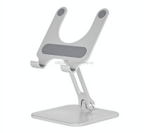 Tablet PC Phone Desktop Stand Lift Folding Aluminum Double Rod Support Frame(Silver)