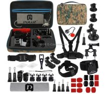 PULUZ 45 in 1 Accessories Ultimate Combo Kits with Camouflage EVA Case (Chest Strap + Suction Cup Mount + 3-Way Pivot Arms + J-Hook Buckle + Wrist Strap + Helmet Strap + Surface Mounts +     Tripod Adapter + Storage Bag + Handlebar Mount + Wrench) for GoP