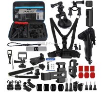 PULUZ 43 in 1 Accessories Total Ultimate Combo Kits for DJI Osmo Pocket with EVA Case (Chest Strap + Wrist Strap + Suction Cup Mount + 3-Way Pivot Arms + J-Hook Buckle + Grip Tripod Mount +     Surface Mounts + Bracket Frame + Screen Film + Silicone Case 