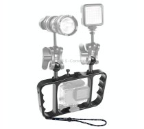 PULUZ Dual Handheld Diving Light Arm CNC Aluminum Mount with Lanyard for GoPro Hero12 Black / Hero11 /10 /9 /8 /7 /6 /5, Insta360 Ace / Ace Pro, DJI Osmo Action 4 and Other Action     Cameras(Black)