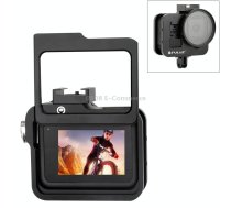 PULUZ Housing Shell CNC Aluminum Alloy Protective Cage with Insurance Frame & 52mm UV Lens for GoPro HERO8 Black(Black)