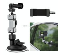Sunnylife TY-Q9415 Aluminum Alloy Phone Holder Car Suction Cup Bracket Holder for GoPro Hero11 Black / HERO10 Black /9 Black /8 Black /7 /6 /5 /5 Session /4 Session /4 /3+ /3 /2 /1, DJI     Osmo Action and Other Action Cameras, Colour: Bracket + Mobile Ph