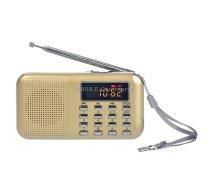 L-218AM MP3 Radio Speaker Player Support TF Card USB with LED Flashlight Function(Gold)