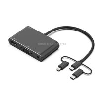 7585B 3 in 1 Micro USB / 8 Pin / Type-C to VGA / HDTV / AV Adapter Mobile HD Screen Player (Black)
