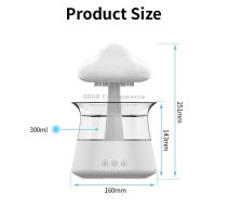 CH06 300ml Rain Humidifier Mushroom Cloud Colorful Night Lamp Aromatherapy Machine, Style: With Remote Controller(White)