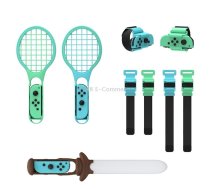 DOBE TNS-2123 Sports Lightsaber + Leg Strap + Tennis Racket + Wrist Strap 7 In 1 Sports Set For Nintendo Switch