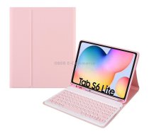 Round Cap Bluetooth Keyboard Leather Case with Pen Slot, without Touchpad For Samsung Galaxy Tab A7 10.4 2020(Pink+Pink Keyboard)
