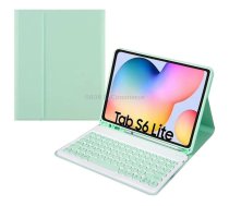 Round Cap Bluetooth Keyboard Leather Case with Pen Slot, without Touchpad For Samsung Galaxy Tab A7 10.4 2020(Green+Green Keyboard)