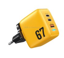 WK WP-U141 67W USB+Double USB-C / Type-C GaN Charger, Plug:EU Plug(Yellow)