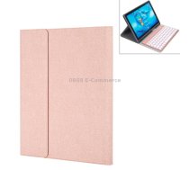 HW108A Detachable Magnetic Colorful Backlight Plastic Bluetooth Keyboard + Silk Pattern TPU Tablet Case for Huawei MediaPad M5 10.8 Pro / 10.8, with Pen Slot & Bracket(Pink)