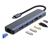 BYL-2210 6 in 1 USB-C / Type-C to USB Multifunctional Docking Station HUB Adapter with 1000M Network Port