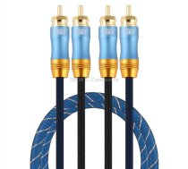 EMK 2 x RCA Male to 2 x RCA Male Gold Plated Connector Nylon Braid Coaxial Audio Cable for TV / Amplifier / Home Theater / DVD, Cable Length:1m(Dark Blue)