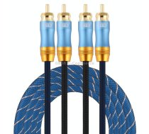 EMK 2 x RCA Male to 2 x RCA Male Gold Plated Connector Nylon Braid Coaxial Audio Cable for TV / Amplifier / Home Theater / DVD, Cable Length:2m(Dark Blue)