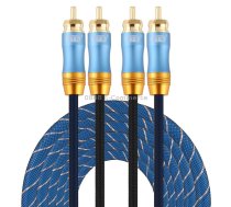 EMK 2 x RCA Male to 2 x RCA Male Gold Plated Connector Nylon Braid Coaxial Audio Cable for TV / Amplifier / Home Theater / DVD, Cable Length:5m(Dark Blue)