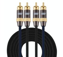 EMK 2 x RCA Male to 2 x RCA Male Gold Plated Connector Nylon Braid Coaxial Audio Cable for TV / Amplifier / Home Theater / DVD, Cable Length:5m(Black)
