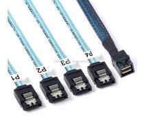 Mini SAS SFF-8643 Host to 7-Pin 4 SATA Target Hard Disk 6Gbps Data Server Raid Cable, Length: 1m