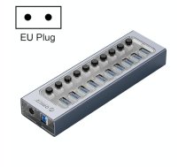 ORICO AT2U3-10AB-GY-BP 10 Ports USB 3.0 HUB with Individual Switches & Blue LED Indicator, EU Plug