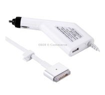 60W 16.5V 3.65A 5 Pin T Style MagSafe 2 Car Charger with 1 USB Port for Apple Macbook A1465 / A1502 / A1435 / MD212 / MD2123 / MD662, Length: 1.7m(White)