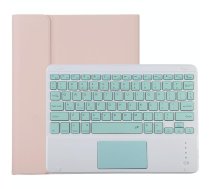 TG-102BC Detachable Bluetooth Green Keyboard + Microfiber Leather Tablet Case for iPad 10.2 inch / iPad Air (2019), with Touch Pad & Pen Slot & Holder (Pink)