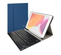 RK102C Detachable Magnetic Plastic Bluetooth Keyboard with Touchpad + Silk Pattern TPU Tablet Case for iPad 10.2, with Pen Slot & Bracket(Blue)