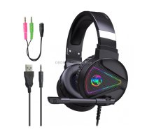 HXSJ F16 3.5mm + USB Port RGB Light Stereo Gaming Headset with Microphone(Black)
