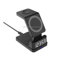 15W 4 in 1 Magnetic Clock Desktop Vertical Wireless Charger (Black)