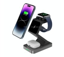 X3 15W 3 in 1 Magnetic Wireless Charger for iPhone, Apple Watch, AirPods(Black)