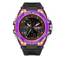 SANDA Dual Digital Display Luminous Stopwatch Chronograph Alarm Clock Men Quartz Sports Watch(739 Symphony Purple)