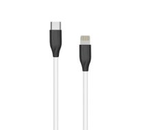 Silikona kabelis USB Type-C?— Lightning (balts, 1?m)