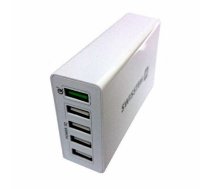 Swissten Qualcomm 3.0 QC Premium Tīkla Lādētājs USB 5x 2.1A / 50W Balts (Bulk) SW-TCH-QUAL3.050W-W