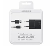 Samsung EP-TA20EBECGWW / Quick Charge 3.0 / 15W Oriģināls Tīkla Lādētājs + Type-C USB Vads Melns EP-TA20EBECGWW