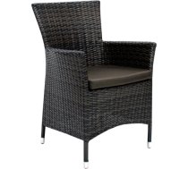 Krēsls WICKER-1 ar spilvenu 61x58xH86cm, tērauda rāmis ar plastikāta pinumu, krāsa: tumši brūns 12699