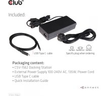 Club 3d CLUB3D The CSV-1562 is an USB3.2 Gen1 Type-C Universal Triple 4K60Hz Charging Docking Station and is DisplayLink® Certified. The Universal Charging Dock CSV-1562