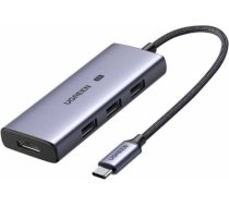 UGREEN CM500 4-in-1 Adapter USB-C to 3x USB 3.0 + HDMI2.1 8K (Grey) 50629