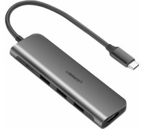 UGREEN 5in1 USB-C to HDMI 4K Adapter, 3x USB 3.0, Type-C (gray) 50209