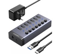 UGREEN Hub 7in1 USB-C, 7x USB-A 3.0 12V 2A (black) 90307