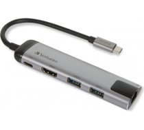 Verbatim 49141 interface hub USB 3.2 Gen 1 (3.1 Gen 1) Type-C 1000 Mbit/s Black, Silver 49141