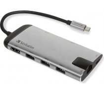 Verbatim 49142 interface hub USB 3.2 Gen 1 (3.1 Gen 1) Type-C 1000 Mbit/s Black, Silver 49142