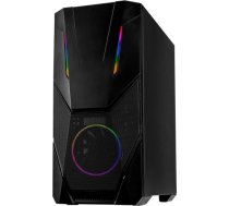 Inter-tech Chassis IT-3303 Hornet Gaming Tower, ATX, 1xUSB3.0, 2xUSB2.0, PSU optional, Window side panel, LED strips in the front , 120mm ARGB fan, Black IT-3303