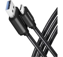 Axagon Data and charging USB 3.2 Gen 1 cable lengh 1 m. 3A. Black braided. BUCM3-AM10AB